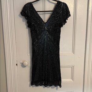 Free People Black Sequined And Beaded Cocktail Dress XS
